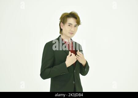 Portrait d'homme d'affaires asiatique sur fond blanc Banque D'Images