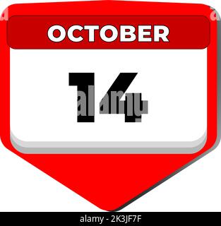 14 octobre Vector icône calendrier jour. 14 date d'octobre. Quatorzième jour d'octobre. 14th numéro de date. calendrier de 14 jours. Quatorze date. Pakistan Illustration de Vecteur