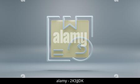 Beau résumé livraison renvoie des icônes de symbole de lumière jaune sur un fond bleu. 3d illustration du rendu. Motif d'arrière-plan pour la conception. En ligne S Banque D'Images