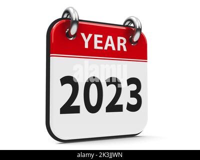 Calendrier des icônes 2023 ans isolé sur fond blanc, rendu tridimensionnel, illustration 3D Banque D'Images