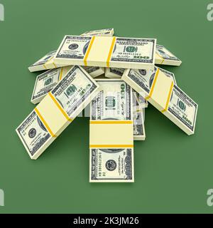 Des piles d'argent de dollars. Finance dollar conceptuel. 3d rendu Banque D'Images