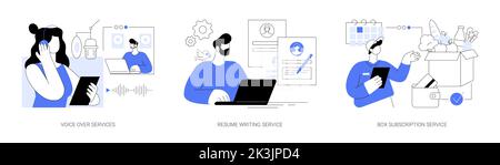 Illustrations vectorielles abstraites de tâches basées sur Internet. Illustration de Vecteur