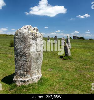 partie du complexe de cercles de pierre connu sous le nom de hurlers sur la lande de bodmin en cornouailles Banque D'Images