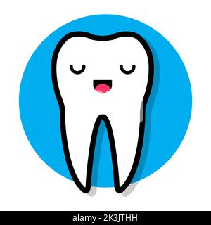 Illustration plate de la dent blanche souriante. Petite dent de kawaii. Illustration vectorielle. Illustration de Vecteur