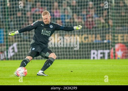 Kasper Schmeichel, gardien de but de Leicester City Banque D'Images