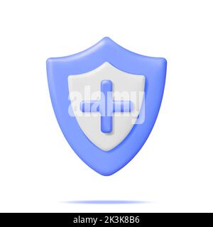 3D Bouclier de protection médicale avec Croix de santé. Illustration de Vecteur