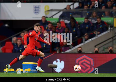 Londres, Royaume-Uni. 26th septembre 2022. Mason Mount d'Angleterre en action. Angleterre contre Allemagne, Ligue des Nations de l'UEFA match international du groupe C au stade Wembley à Londres, le lundi 26th septembre 2022. Usage éditorial seulement. photo par Andrew Orchard/Andrew Orchard sports Photography/Alay Live News crédit: Andrew Orchard sports Photography/Alay Live News Banque D'Images