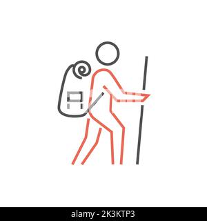 Icône de ligne vectorielle associée au Backpacker Illustration de Vecteur