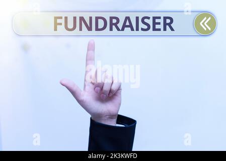 Inspiration showing sign Fundraiser. Concept meaning person whose job or task is seek financial support for charity Stock Photo