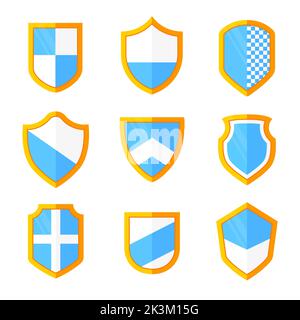 Jeu de boucliers de différentes formes - clip art réaliste moderne Illustration de Vecteur