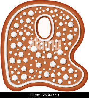 Alphabet de pain d'épice. Conception typographique créative en pain d'épice. Biscuit traditionnel alphabet décoratif. Police Christmas cookie. Lettre R. Illustration de Vecteur