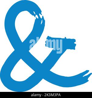 Symbole esperluette. Repère bleu. Signe dessiné à la main Illustration de Vecteur