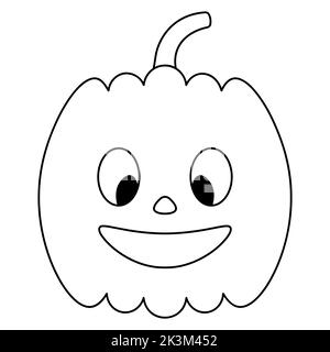 Citrouille. Expression du visage souriante. Illustration vectorielle. Sur un arrière-plan blanc isolé. Style Doodle. Livre de coloriage pour enfants. Esquisse. Illustration de Vecteur