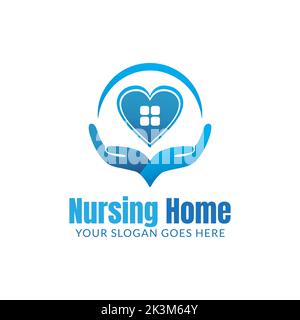illustration de la fenêtre de la main, du cœur et de la maison adaptée au logo de la maison de soins infirmiers Illustration de Vecteur