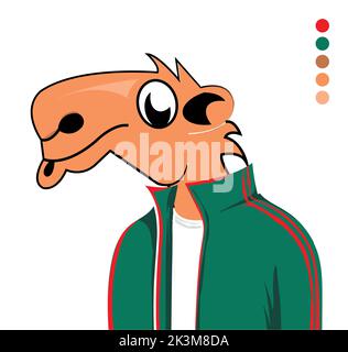 Illustration vectorielle d'un dessin de chameau de dessin animé portant un survêtement vert Illustration de Vecteur