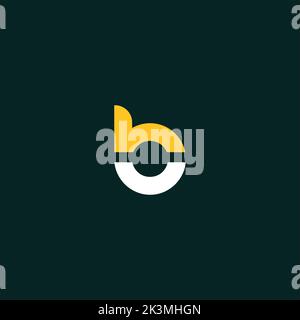 Logo en forme de lettre B en jaune et blanc sur fond sombre Illustration de Vecteur