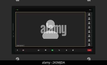 Interface utilisateur de chat vidéo. Superposition de la fenêtre appels vidéo. Chat en ligne pour les séminaires professionnels. Chat en ligne pour les séminaires en ligne. Interface utilisateur Mockup, UX. Illustration de Vecteur