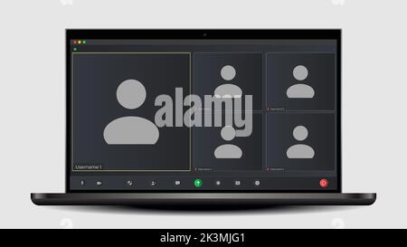 Interface utilisateur de visioconférence. Superposition de la fenêtre appels vidéo. Icône de vidéo conférence. Illustration d'appel vidéo. Interface Mockup Kit. Illustration de Vecteur