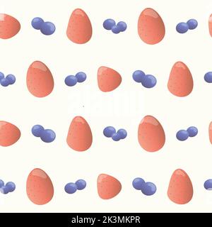 Motif de baies sans couture fraises et myrtilles brillantes et juteuses sur fond blanc. Le motif vectoriel peut être utilisé dans les paquets, la crème glacée, les yaourts, Banque D'Images