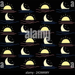 Ensemble d'éléments de conception de couleur or sur fond noir. Symboles occultes de lune, de soleil et d'étoiles. Modèles vectoriels. Banque D'Images