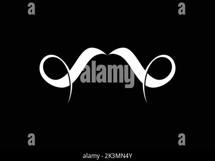 Moustache Curly moustache style de design du logo M Letter logo Illustration de Vecteur