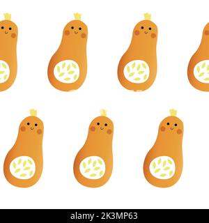 Motif sans couture avec citrouilles sur fond marron clair. L'automne de Thanksgiving arrière-plan numérique avec des éléments vectoriels dessinés à la main. Motif sans couture pour Banque D'Images