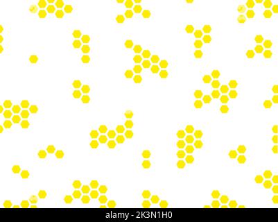 Motif nid d'abeille jaune sur fond blanc. Motif abstrait. Géométrique, hexagons disposés de différentes façons sur un fond clair. Papier peint élégant, moderne et tendance Illustration de Vecteur