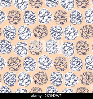 Motif vectoriel sans couture en cônes de pin. Motif Noël et nouvel an sans fin pour l'emballage, l'imprimé textile, la carte. Dessin à la main. Illustration de Vecteur