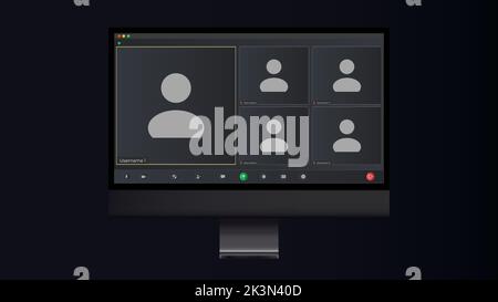 Superposition de la fenêtre appels vidéo conférence. Superposition de la fenêtre appels vidéo. Icône de vidéo conférence. Communication numérique. Technologie d'appel vidéo. Illustration de Vecteur