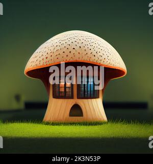 Maison de fées aux champignons. Maison magique des elfes. 3D Illustration numérique. Banque D'Images