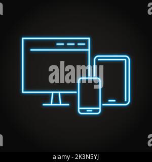Les appareils numériques sont dotés d'une icône en forme de ligne. Conception réactive. Illustration vectorielle. Illustration de Vecteur