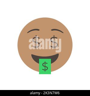 Visage de bouche d'argent, yeux de signe de dollar, visage d'argent. Illustration vectorielle. Emoji. Isolé 3D. Vector Emoji. Pour app Illustration de Vecteur