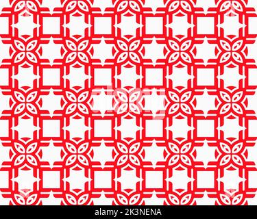 Abstrait Rouge sans couture répétition style plat décoratif motif géométrique carrés avec motif décoratif arrière-plan pour papier peint et tissu textile Banque D'Images
