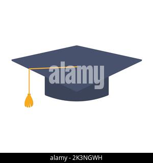Capuchon de graduation. Chapeau d'éducation. Vecteur isolé sur blanc. Illustration de Vecteur