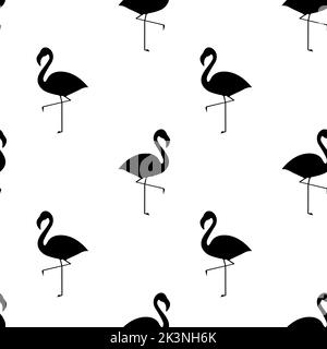 Motif Flamingo sans coutures. Texture tropique de silhouette d'oiseau. Illustration vectorielle. Illustration de Vecteur