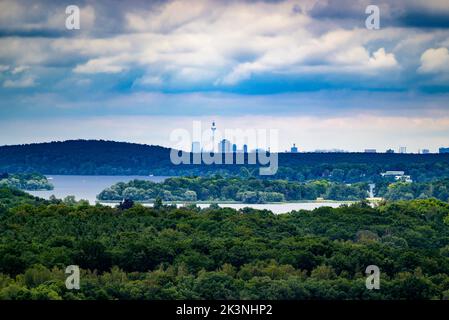 Vue sur Berlin depuis le palais du Belvédère, sur les forêts et les lacs autour de Berlin Banque D'Images