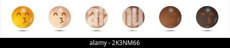 3D définir des sourires. Illustration vectorielle. Emoji. Isolée sur fond blanc. Vector Emoji. Pour l'interface utilisateur Illustration de Vecteur