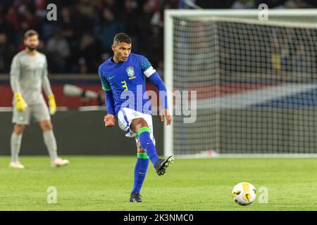 Paris, France. 27th septembre 2022. Parc des Princes PARIS, FRANCE - SEPTEMBRE 27 : Thiago Silva (Brésil 3) pendant l'amicale internationale entre le Brésil et la Tunisie au Parc des Princes sur 27 septembre 2022 à Paris, France. (Photo de Richard Callis/SPP) (Richard Callis/SPP) crédit: SPP Sport Press photo. /Alamy Live News Banque D'Images