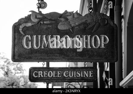 Le panneau Gumbo Shop à la Nouvelle-Orléans, Louisiane, États-Unis Banque D'Images