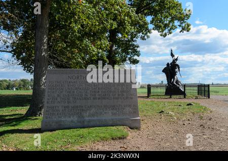 Les champs de bataille et les monuments commémoratifs du parc militaire national de Gettysburg, Maryland, États-Unis Banque D'Images
