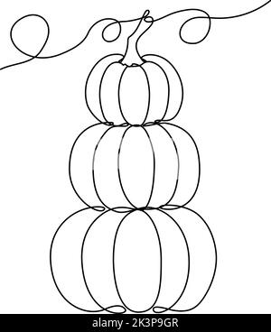 Dessin de ligne continue de citrouilles de contour tendance Illustration de Vecteur