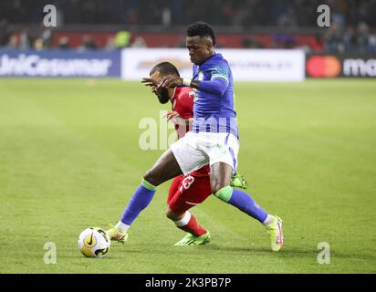 Paris, France - 27 septembre 2022, Vinicius Jr du Brésil pendant le match international de football, match de football entre le Brésil et la Tunisie sur 27 septembre 2022 au stade du Parc des Princes à Paris, France - photo : Jean Catuffe/DPPI/LiveMedia Banque D'Images