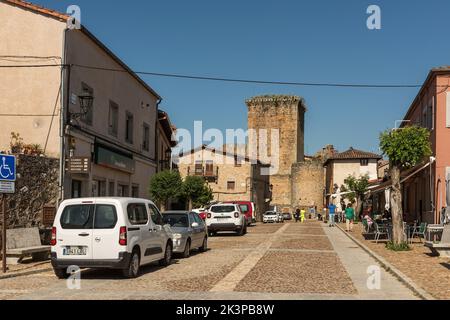 Le centre historique du village de Miranda del castanar, Salamanque, Castille et Leon, Espagne Banque D'Images