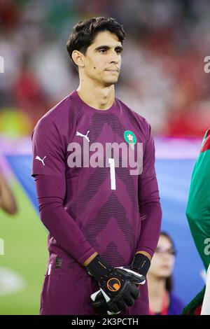 Séville, Espagne - 27 septembre 2022, Yassine Bounou 'Bono' du Maroc lors du match international de football amical entre le Paraguay et le Maroc sur 27 septembre 2022 au stade Benito Villamarin de Séville, Espagne - photo: Joaquin Corchero/DPPI/LiveMedia Banque D'Images