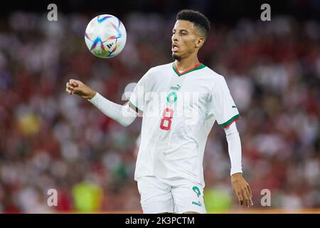 Séville, Espagne - 27 septembre 2022, Azzedine Ounahi du Maroc pendant le match international de football amical entre le Paraguay et le Maroc sur 27 septembre 2022 au stade Benito Villamarin à Séville, Espagne - photo: Joaquin Corchero/DPPI/LiveMedia Banque D'Images