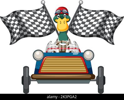 Soapbox derby avec illustration de véhicule de conduite de canard Illustration de Vecteur