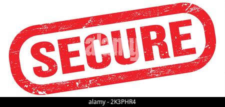 SÉCURISÉ, texte inscrit sur l'affiche rouge en forme de rectangle. Banque D'Images