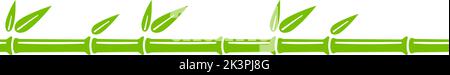 Ligne transparente de coffre en bambou vert. Bordure de branche en bambou avec feuilles. Illustration vectorielle isolée dans un style plat sur fond blanc Illustration de Vecteur