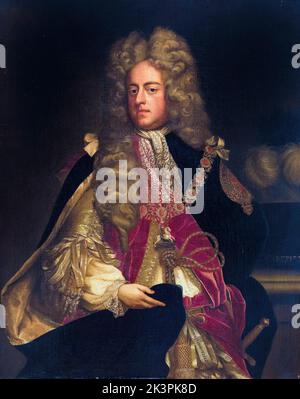 Roi George I de Grande-Bretagne et d'Irlande (1660-1727), règne (1714-1727), portrait peint dans l'huile sur toile par l'artiste de l'école anglaise, 1700-1799 Banque D'Images