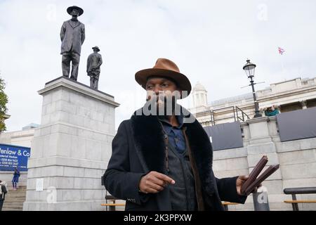 L'artiste Samson Kambalu dévoile son œuvre intitulée Antelope on the Fourth Plinth à Trafalgar Square, Londres. Date de la photo: Mercredi 28 septembre 2022. Banque D'Images